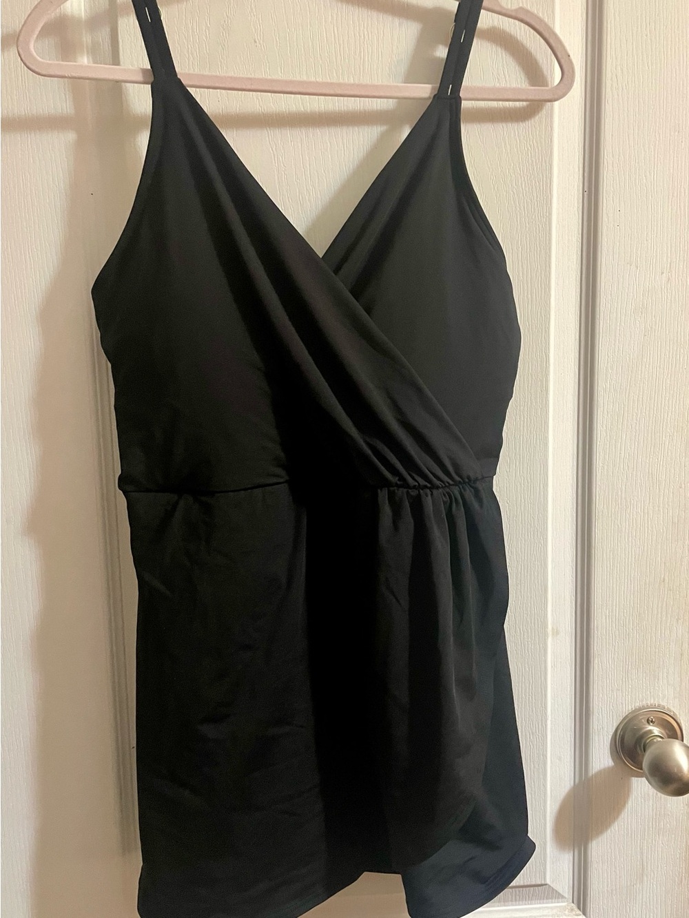 Lands' End Black Sleeveless V-Neck Swim dress
